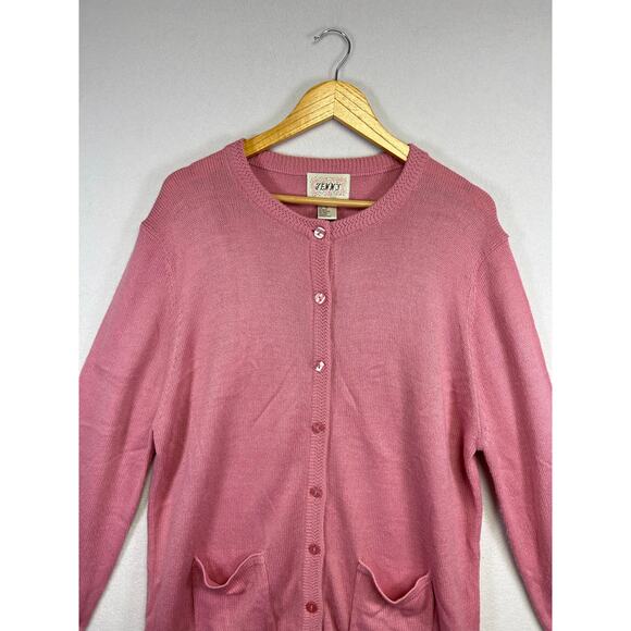 Vintage Jenny Pink Caridigan button down sweater with pockets size 1X - Picture 3 of 7